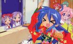  &gt;_&lt; absurdres closed_eyes highres hiiragi_kagami hiiragi_tsukasa iwasaki_minami izumi_konata japanese_clothes kobayakawa_yutaka lucky_star nyamo nyamou omikuji ribbon shrine takara_miyuki 