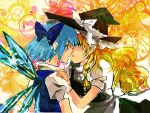  2girls bad_id blonde_hair cirno closed_eyes female incipient_kiss kirisame_marisa kiss multiple_girls the_embodiment_of_scarlet_devil touhou yuri 