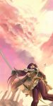  absurdres armor clouds hair_ornament highres knight_(ragnarok_online) long_image morii_shizuki purple_hair ragnarok_online sky tall_image violet_eyes weapon 