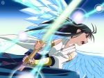  1girl detached_sleeves japanese_clothes mahou_sensei_negima! sakurazaki_setsuna solo sword weapon wings 
