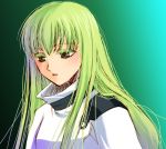  1girl asano_akira brown_eyes c.c. code_geass colored_eyelashes green_background green_hair long_hair solo 