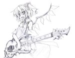  1girl female flandre_scarlet guitar instrument monochrome sketch solo touhou white_background wings yuuki_eishi 