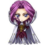  &gt;:) 1girl blue_eyes blush boots cape chibi code_geass cornelia_li_britannia full_body gloves hand_on_hip looking_at_viewer lowres pink_hair short_hair simple_background smile solo standing thigh-highs thigh_boots white_background white_boots white_gloves yoshida_inuhito 