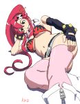  1girl bikini bikini_top boots breasts elbow_gloves gloves kazunari long_hair oekaki solo swimsuit tengen_toppa_gurren_lagann thigh-highs under_boob yoko_littner zipper 