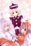  3girls blonde_hair brown_hair female hat lunasa_prismriver lyrica_prismriver merlin_prismriver multiple_girls rikudou_inuhiko short_hair siblings sisters touhou white_hair 