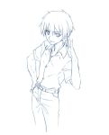  1boy blue higurashi_no_naku_koro_ni maebara_keiichi male_focus monochrome sketch solo yasu yasuyuki 