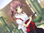  1girl game_cg hakama haori itou_noiji japanese_clothes katana peace@pieces solo sword tagme takanashi_homare tasuki weapon 