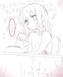  1girl aoi_kumiko cake copyright_request food monochrome pastry pink sketch solo 