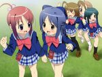  5girls amamiya_manami bow etou_mei gakuen_utopia_manabi_straight! inamori_mika multiple_girls odori_momoha pink_bow plaid plaid_skirt sanshita school_uniform serafuku skirt uehara_mutsuki 