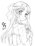  1girl 95-tan aoi_kumiko bangs bow eyebrows eyebrows_visible_through_hair from_behind half_updo holding japanese_clothes kimono long_sleeves looking_at_viewer looking_back monochrome os-tan parted_bangs sash simple_background solo upper_body white_background 