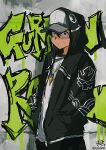  1boy alternate_costume contemporary delinquent graffiti hood hoodie male_focus official_art simon solo tengen_toppa_gurren_lagann 
