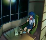  1girl alcohol furude_rika higurashi_no_naku_koro_ni indoors long_hair monster no_naku_koro_ni_(series) open_mouth patorishia patricia_(stylish_marunage) ryuukishi07 school_uniform serafuku solo suspenders violet_eyes whiskey window 