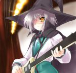  cape dousaki_shin&#039;ya guitar hat instrument nagato_yuki school_uniform serafuku suzumiya_haruhi_no_yuuutsu witch_hat 