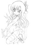  1girl hayate_no_gotoku! katsura_hinagiku monochrome school_uniform serafuku sketch solo thigh-highs torikaebaya_mirin 