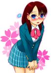  1girl akatsuki_(akatsukishiki) akatsuki_(artist) blazer blue_eyes blush glasses original school_uniform solo 