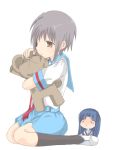  2girls asakura_ryouko hizu ichiya_(obey) multiple_girls nagato_yuki school_uniform serafuku stuffed_animal stuffed_toy suzumiya_haruhi_no_yuuutsu teddy_bear 
