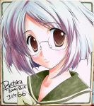  1girl glasses ryouka_(suzuya) school_uniform serafuku solo 