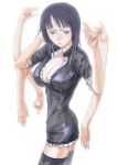  1girl black_hair breasts cleavage devil_fruit enies_lobby extra_arms female fuyuno_haruaki hana_hana_no_mi multi_arm multi_limb nico_robin one_piece pirate solo thigh-highs 