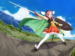  1girl glasses kubo_yoshiyuki solo sword thigh-highs weapon 