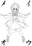  1girl ahoge cape caro_ru_lushe fingerless_gloves frapowa gloves hades_project_zeorymer hat kerykeion lyrical_nanoha magical_girl mahou_shoujo_lyrical_nanoha mahou_shoujo_lyrical_nanoha_strikers monochrome parody solo zeorymer 