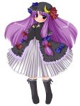  1girl crescent female futami_yayoi gothic hat long_hair patchouli_knowledge purple_hair solo touhou 