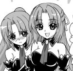  2girls angel_mort half_updo higurashi_no_naku_koro_ni lowres monochrome multiple_girls nagy siblings sisters sonozaki_mion sonozaki_shion twins 