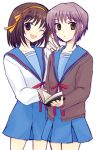  book brown_hair cardigan nagato_yuki school_uniform serafuku shima_tokio short_hair suzumiya_haruhi suzumiya_haruhi_no_yuuutsu 