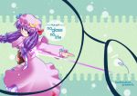  1girl :&lt; bedrawbox bespectacled dress female glasses hat long_hair low-tied_long_hair mizushima_kai patchouli_knowledge purple_hair solo tied_hair touhou violet_eyes 