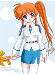  1girl copyright_name flipper lyrical_nanoha magazine_(weapon) mahou_shoujo_lyrical_nanoha mahou_shoujo_lyrical_nanoha_strikers military military_uniform raising_heart side_ponytail solo takamachi_nanoha thigh-highs uniform zettai_ryouiki 