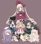  00s 6+girls barasuishou black_bow blonde_hair blue_dress blue_eyes blush boots bow brown_hair closed_eyes cup dress everyone flower flower_eyepatch frills green_dress green_eyes green_hair happy hina_ichigo kanaria kirakishou long_hair long_sleeves multiple_girls one_eye_closed open_mouth pink_bow pink_hair plate purple_dress purple_hair red_bow red_dress red_eyes rose rozen_maiden shinku shiratama_shima shoes short_hair simple_background souseiseki suigintou suiseiseki teacup teardrop teeth yellow_eyes 