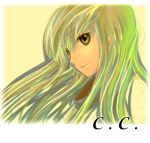  1girl c.c. character_name close-up closed_mouth code_geass expressionless face from_side green_hair konekonekozou long_hair lowres solo upper_body yellow_eyes 