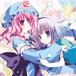  2girls female hat konpaku_youmu lowres multiple_girls saigyouji_yuyuko shirogane_hina touhou 