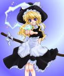  1girl blonde_hair broom female hat kirisame_marisa solo touhou witch witch_hat yoichi 