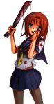  1girl billhook blood crazy_eyes higurashi_no_naku_koro_ni legwear machete pantyhose patorishia patricia_(stylish_marunage) ryuuguu_rena school_uniform serafuku solo thigh-highs 