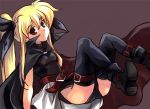  00s 1girl belt blonde_hair cape fate_testarossa kouno_hikaru lyrical_nanoha magical_girl mahou_shoujo_lyrical_nanoha red_eyes solo thigh-highs twintails 