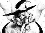  1girl female hat kirisame_marisa monochrome sakuraba_yuuki solo touhou witch witch_hat 