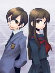  2girls androgynous bk dual_persona fujioka_haruhi lowres mudo_(saji) multiple_girls ouran_high_school_host_club reverse_trap school_uniform serafuku 