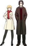  1boy 1girl coat couple edo_umi glasses height_difference hetero high_heels legs original pantyhose scarf shoes short_hair size_difference standing 