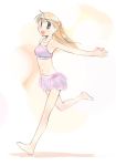  1girl armpits barefoot bikini blonde_hair feet female full_body ikeda_jun_(mizutamari) solo swimsuit toes twintails 