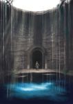  1girl doorway fantasy mizusawa_hikaru original rain scenery water 