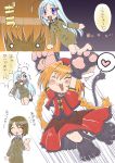  3girls animal_ears braid cat_ears comic gloves karamiti lyrical_nanoha magical_girl mahou_shoujo_lyrical_nanoha mahou_shoujo_lyrical_nanoha_strikers military military_uniform minigirl multiple_girls paw_gloves paw_shoes paws reinforce_zwei shoes translation_request twin_braids uniform vita yagami_hayate 