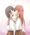  2girls blush closed_eyes kiss minadori_naya multiple_girls original school_uniform serafuku yuri 