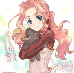  1girl aqua_eyes blush darry_adai doll furayu_(flayu) heart hug long_hair lowres numeri_(gunfra) pink_hair smile solo stuffed_animal stuffed_toy tengen_toppa_gurren_lagann wavy_hair 