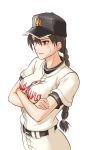  1girl baseball breasts g-tetsu highres momoe_maria ookiku_furikabutte screencap solo sweatdrop uniform 