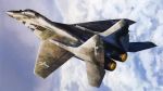  00s aircraft airplane anti-u.n. clouds fighter_jet flying highres jet macross macross_zero mig-29 military military_vehicle no_humans official_art realistic sky tenjin_hidetaka 