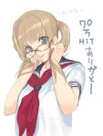  :p glasses mibu_natsuki original school_uniform serafuku sketch tongue tongue_out twintails 