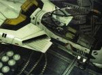  3d 80s aircraft airplane choujikuu_yousai_macross cockpit gun gunpod hangar highres jet macross macross:_do_you_remember_love? mecha official_art oldschool open_cockpit realistic tenjin_hidetaka valkyrie vf-1 weapon 