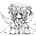  1girl catbell drill_hair eastern_and_little_nature_deity female hat lowres luna_child monochrome solo touhou upper_body white_background 