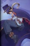  00s 1girl absurdres androgynous boogiepop boogiepop_(character) brown_hair chains cloak closed_eyes hat highres official_art ogata_kouji profile scan short_hair solo strap 