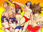  6+boys androgynous benawi brothers doriy food fruit guraa hakuoro highres holding holding_fruit kurou kurou_(utawareru_mono) male_focus male_swimwear manly multiple_boys oboro_(utawareru_mono) salt salt_shaker siblings swim_briefs swimsuit swimwear trap twins utawareru_mono wallpaper watermelon zen 